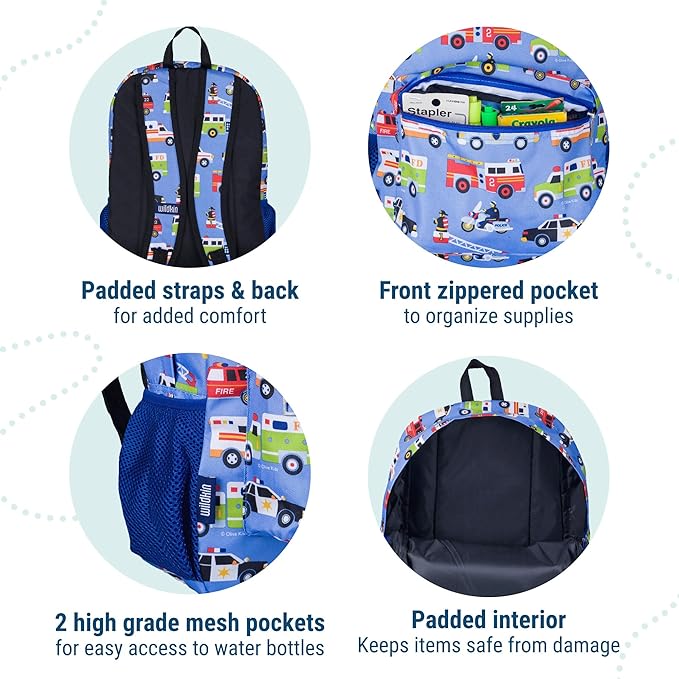 Wildkin 16-inch Kids Backpack – Durable, Padded & Spacious School Bag for Boys & Girls - Heroes