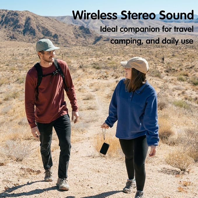 Bluetooth Speaker,MusiBaby M68 Small Portable Speaker:Speaker with BT5.3,Waterproof,Wireless,Bass,HD Sound,24H Playtime for Outdoor，Beach,Party,Stocking Stuffers,White Elephant Gifts(Blk)