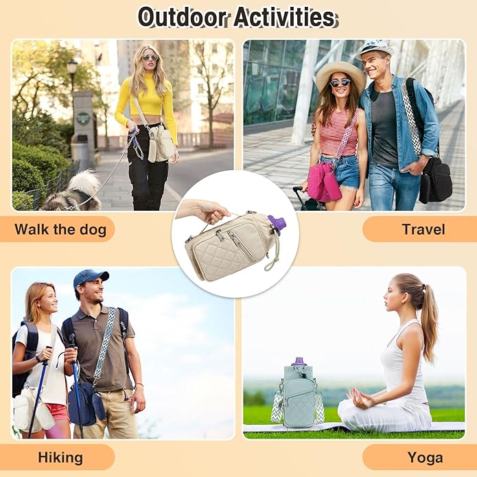 Water Bottle Carrier Bag with Strap, Water Bottle Holder Crossbody Bags for Women Men for Walking, Hiking,Cycling