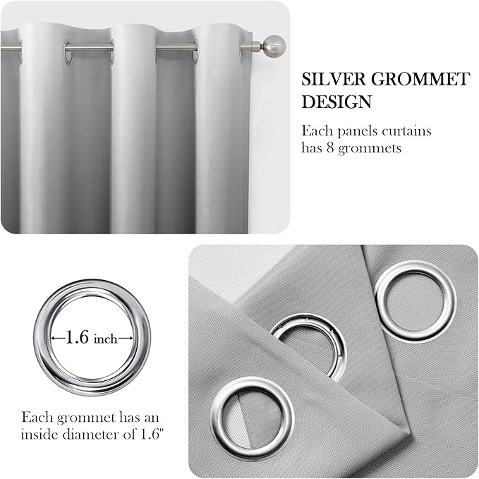 HOMEIDEAS Black Ombre Blackout Curtains 52 X 96 Inch Length Gradient Room Darkening Thermal Insulated Energy Saving Grommet 2 Panels Window Drapes for Living Room, Bedroom