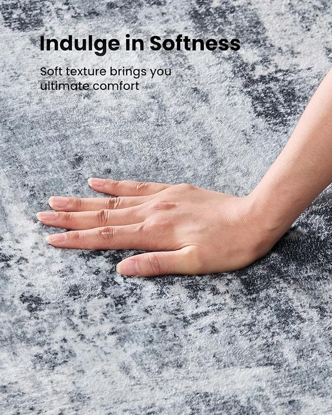 AMADA HOMEFURNISHING Washable Entry Rug,2x3 Modern Abstract Rug with Short Pile and Non-Slip Backing, Small Rug with Abstract Pattern for Entryway, Kitchen and Living Room, Grey