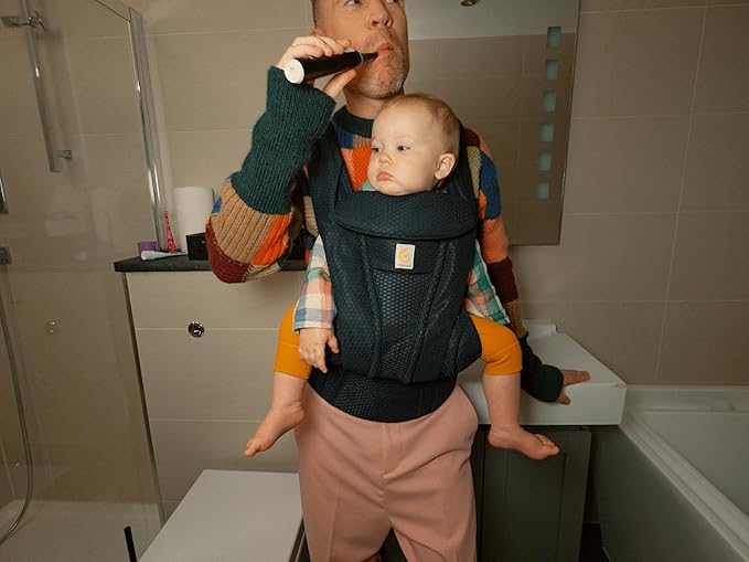 Ergobaby Omni Deluxe Baby Carrier Newborn to Toddler - Breathable Baby Carriers for Summer - All-Position Carrier with Enhanced Lumbar Support & Airflow (7-45 Pounds), Mesh, Midnight Blue