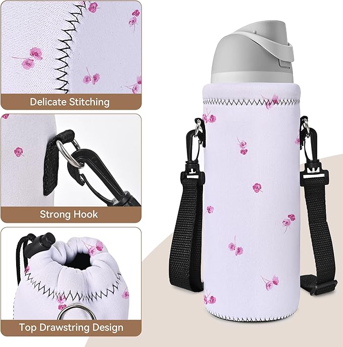AUPET Water Bottle Bag Carrier,24oz/32oz Insulated Neoprene bottle Sling Holder Case Pouch Cover for 1000ML/750ML Bottles with Shoulder Strap for walking