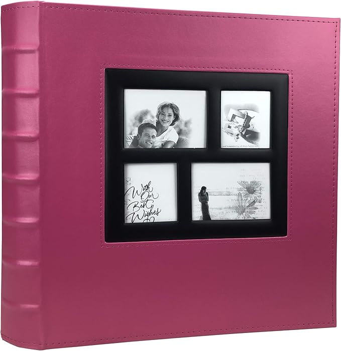 RECUTMS Photo Album 4x6 500 Photos, Large Capacity for Wedding Family Baby Leather Cover Picture Albums Holds 500 Horizontal and Vertical 4x6 Photos (Pink)