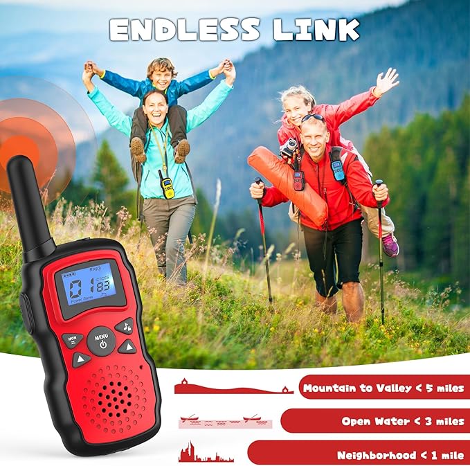 Wishouse Kids Walkie Talkies Rechargeable 3 Pack, Girls Boys Toys Age 7 8 9 10 for Outdoor Camping Adventure Games with Flashlight, Birthday Xmas Gift for 4 5 6 Year Old Children