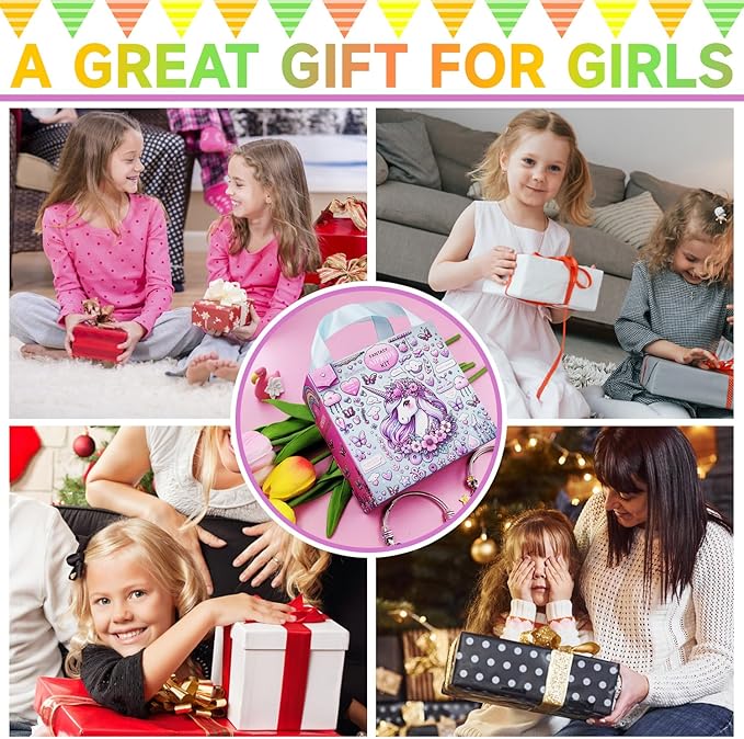 AIPRIDY 208 Pieces Charm Bracelet Making Kit,Unicorn Mermaid Crafts Gifts Set Can Inspires Imagination and Creativity,Jewelry Making Kit Perfect Gifts for Girls 5-12 Years Old (Pink+Aqua Unicorn)