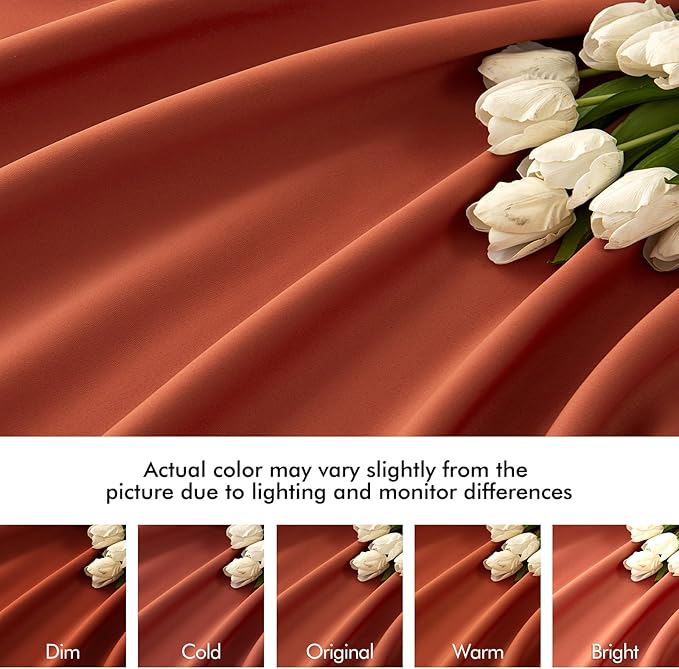 MIULEE Back Tab Burnt Orange Blackout Curtains 102 Inch Long 2 Panels Set for Bedroom, Fall Terracotta Rod Pocket/Pinch Pleated Thermal Insulated Room Darkening Light Blocking Floor to Ceiling Drapes