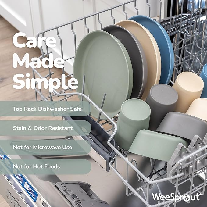 WeeSprout Bamboo Kids Bowls with Lids, Set of Four 15 oz Kid-Sized Bamboo Bowls, Bamboo Kid Bowls with Lids for Leftovers, Dishwasher Safe (Blue, Green, Gray, & Beige)