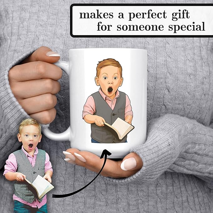 Personalized Coffee Mug, Custom Drawing Portrait Gift, Funny Customized Coffee Gift for Men & Women, Custom Mugs with Pictures, White 15oz Father's Day Mug