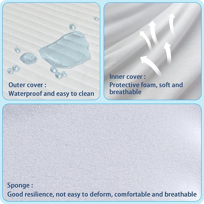 Pack and Play Mattress 38 x 26 x 1.5 in, Soft Breathable Pack N Play Mattresses with Washable Waterproof Cover for Baby ＆Toddler, Portable Crib Mattress for Playard