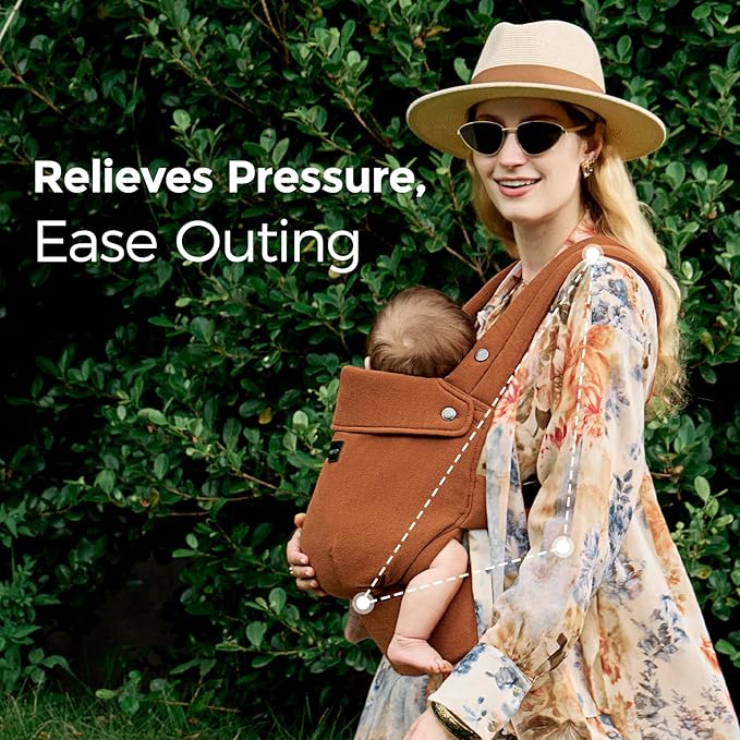 Momcozy Baby Carrier with Natural Cotton Linen, Built to Last, Ergonomic Design, 7-44lbs for Infant and Toddler, Lightweight and Comfortable, Hands-Free for Moms&Dads, Sepia