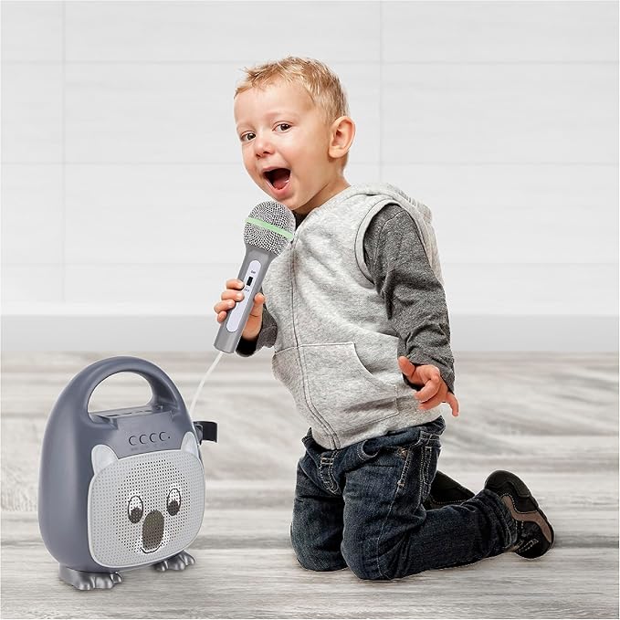 Singimals Kids Karaoke Speaker with Microphone - Unleash Your Child's Inner Superstar, Bluetooth v5.1, 12H Playtime, 5W Speaker, Multicolor LED Lighting, Kubby The Koala