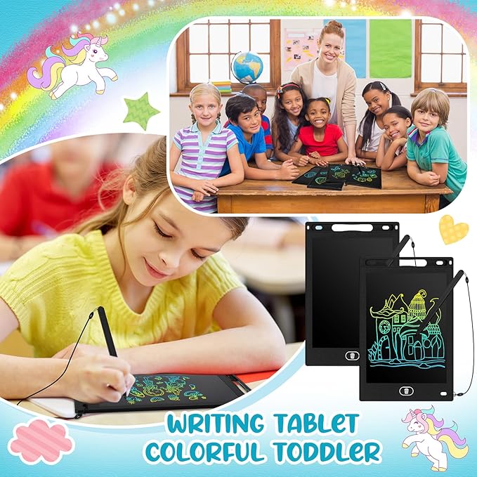 Tinlade 12 Pack LCD Writing Drawing Tablets 8.5 Inch Bulk Colorful Doodle Board Erasable Electronic Painting Drawing Pads Learning Toy Gifts for Kids Boys Girls(Black)