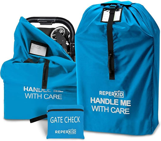 reperkid Medium Stroller Bag for Airplane Travel, Blue, 42" H x26 W x13 D, Fits Most Single Strollers Including Jogging & Standard Models – Premium Waterproof Cover, Adjustable Shoulder Straps