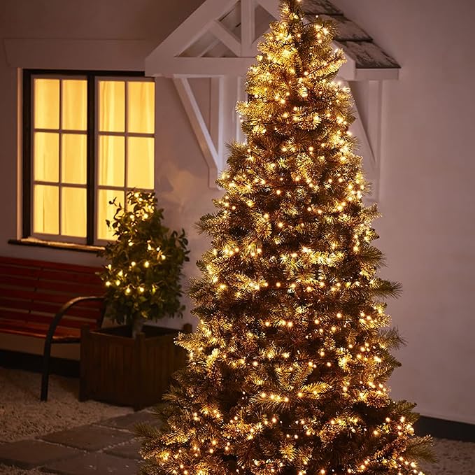 Dazzle Bright Christmas String Lights, 100 LED 33 FT Connectable Fairy Lights with 8 Modes, Waterproof Christmas Decorations for Indoor Outdoor Holiday Party Home Tree Decor (Warm White)