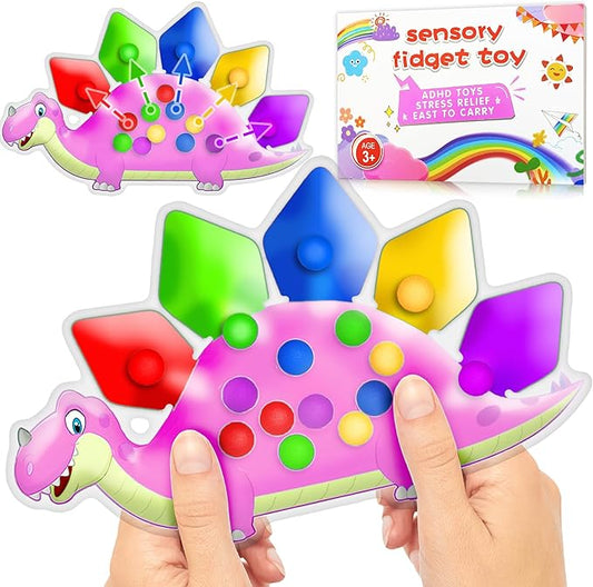UIIOPJIOM Dinosaur Color Sorting Sensory Toys, Montessori Toys for Toddler Fine Motor Skill Game Learning Activities Quiet Calm Down Fidgets for Classroom Stocking Stuffers for 3 4 5 Year Old Kid