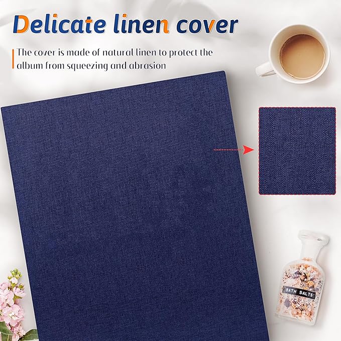 Popotop Photo Album 4x6 600 Pockets for Wedding Gifts,Linen Hardcover Picture Albums for Family Anniversary Baby Vacation Pictures