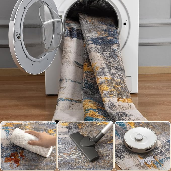 Entrance Rug 2x3 Indoor Door Mats for Entryway Modern Abstract Washable Rugs Grey Rug Non Slip Throw Rugs for Bedroom, Kitchen, Front Door Entryway