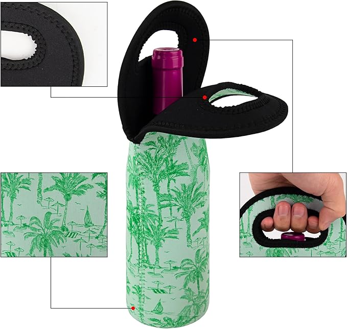 Wine Bag, Wine Carrier Tote Bag, Wine Bottle Protector, Insulated Neoprene Hand Bag, Wine Bags for Wine Bottles Gifts,Wine Bottle Holder for Travel with Secure Carry Handle (2 Pack)