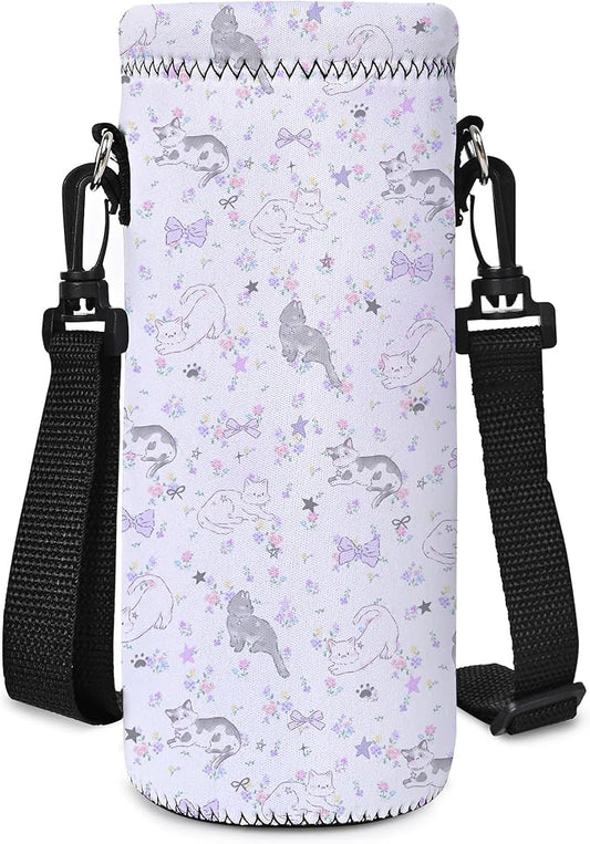 AUPET Water Bottle Sling Bag Carrier Crossbody Sleeve,Insulated Neoprene Bottle Case Holder Pouch Cover 500ML/17oz with Shoulder Strap for Walking Women Men