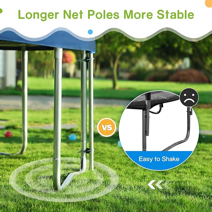 Zupapa Trampolines No-Gap Design 1500 LBS Weight Capacity 16 15 14 12 10 8FT for Kids Children with Safety Enclosure Net Outdoor Backyards Large Recreational Trampoline