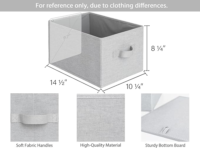 StorageWorks Storage Baskets for Shelves, Foldable Fabric Closet Storage Bins with Handles, Fabric Storage Bins Clothes Organizer, Light Grey, 3-Pack, Large