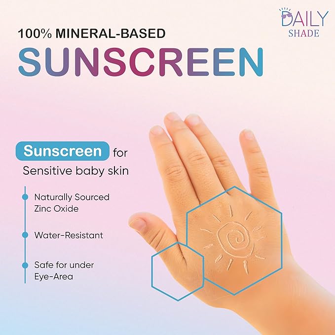 Kid's Sunscreen Starter Kit – Tinted Mineral Sunscreen for Face & Body with SPF 30, Shade Brush, Travel Bag & UV Card – Non-Nano Zinc, Reef Safe, Water Resistant & Hypoallergenic Skin Care