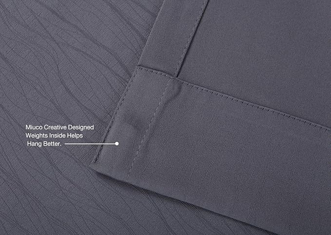 MIUCO Blackout Curtains Room Darkening Thermal Insulated Textured Grommet Curtains for Bedroom 2 Panels 52x95 Inch Dark Grey