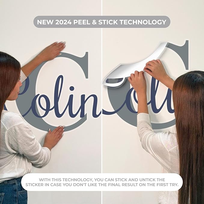 CRYPTONITE Custom Name & Initial with Lily and Butterfly I Flower Wall Decals for Bedroom Decor | Custom Decal for Girl Bedroom Decor I Pink Room Decor for Little Girl Room Decor (B. Flower)