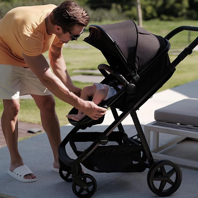 Mompush Baby Stroller, Convertible 2-in-1, Infant Car Seat Compatible, Includes Adapter - Sturdy Full-Size Infant Stroller for Family Adventures