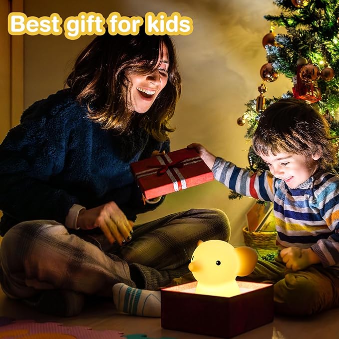 Cute Elephant Night Light for Kids, Adorable Room Decor for Boys Girls Birthday/Christmas Gifts, 5 Color, USB Rechargeable Silicone Night Lamp, Animal Lamp Gift, Safe Nursery Light for Toddlers