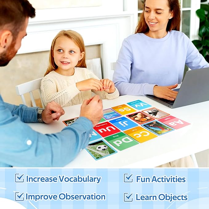 Flash Cards for Toddlers 1-3, Alphabet ABC Flash Cards,Letter Number Animal Shape Color, First Words Flashcards,Educational Toy for Baby Kid Preschool Toddler Learning Activities,60 Double-Sided Cards