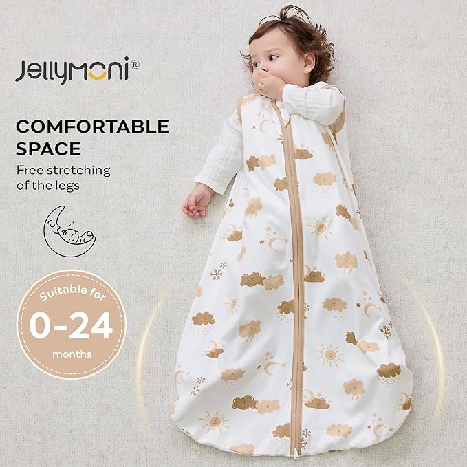 JELLYMONI Baby Sleep Sack 18-24 Months Wearable Blanket for Baby, 100% Cotton 2 Pack Infant Toddler Sleeping Sack Lightweight Soft 2-Way Zipper Sleepsack