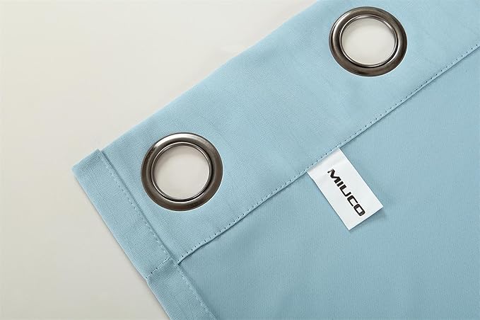 MIUCO Blackout Curtains Room Darkening Curtains Textured Grommet Panels for Living Room 2 Panels 52x84 Inch Long Sky Blue