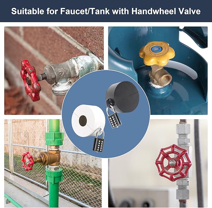 Door Knob Lockout Device with Padlock,Temporary Door Handle Lock Cover for Dementia Patients, Outdoor Water Faucet Lock Cover for Hose Bib Lock、Propane Tank Lock、Water Spigot Lock-Black