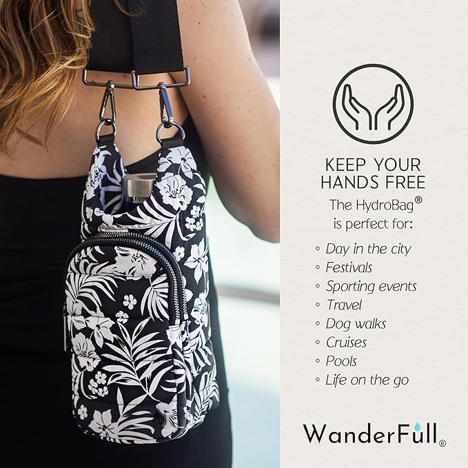 WanderFull® Original HydroBag® Collection, Water Bottle Holder w/Strap & Phone Pocket, Hands-Free Crossbody Water Bottle Bag