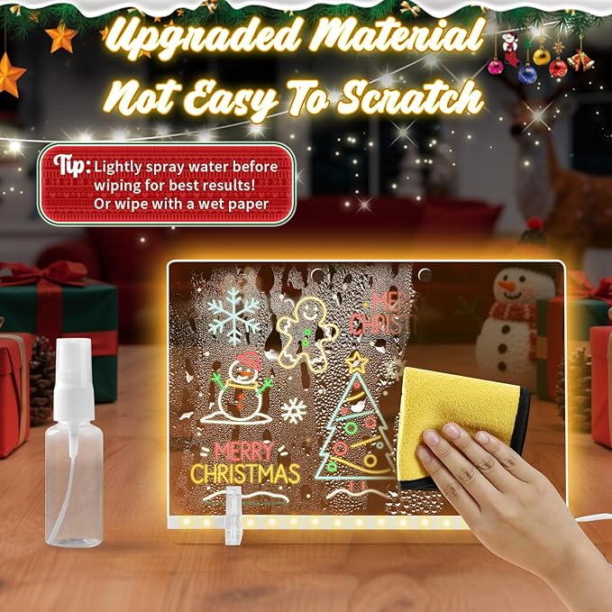 Lumiboard LED Drawing Board, LED Note Board, Acrylic Dry Erase Glowboard with 4 Modes & 7 Colors Light, Include Adapter, Led Doodle Board for Kids, Halloween or Christmas Decorations (Small)