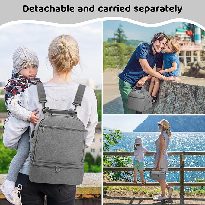 Pump Bag for Spectra S1 S2, Wearable Breast Pump Bags with Ice Pack, Pumping Bag with Waterproof Mat for Pump Accessories, Insulated Bottle Bags for Work Travel and Family (Grey)