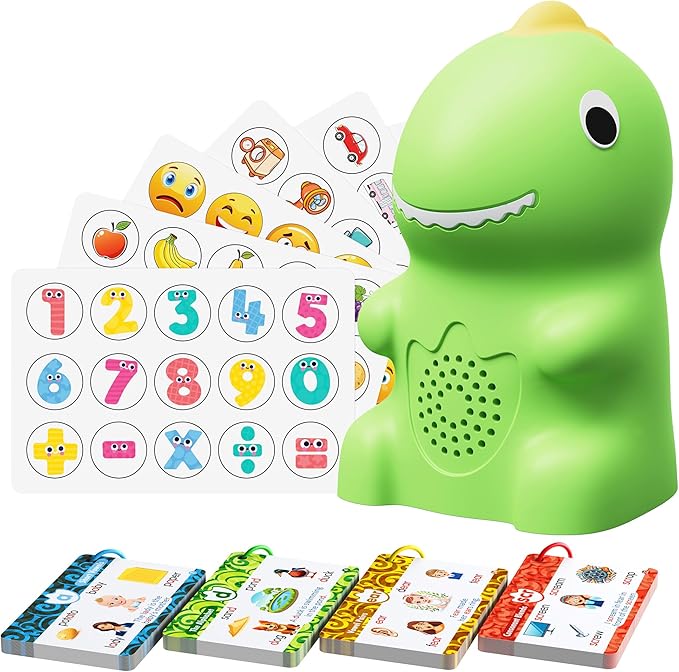 Sensory Dinosaur Pen Reading Toy Set, 73PCS Talking Flash Cards&6 Stickers, Interactive Educational Gifts for Autistic Toddlers, Montessori Language Learning, Speech Therapy Toddler Toys for Birthday