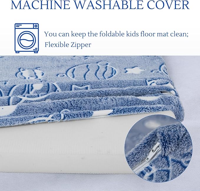 MeMoreCool Kids Floor Futon Mattress Large 6x4 FT, Thicken Foam Tatami Mattress for Children Play Area, Foldable Sleeping Pad Crawling Tatami Mat for Playroom