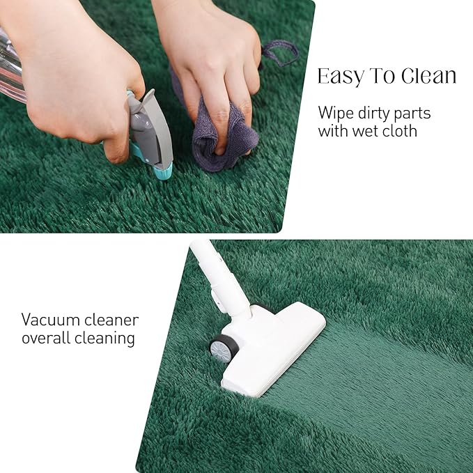 Ultra Soft 9x12 Green Area Rug, Fluffy Plush Rugs for Living Room, Non-Slip Indoor Carpet for Bedroom, Nursery, Study Room, Kids Room, Room Decor