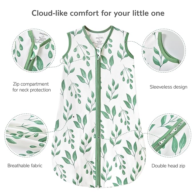 JELLYMONI Baby Sleep Sack 12-18 Months 100% Cotton Wearable Blanket, 0.5 TOG Soft Lightweight Toddler Sleeping Sack 3 Pack 2-Way Zipper Newborn Sleep Sacks
