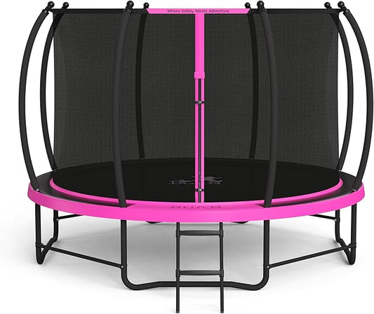 BCAN 8FT 10FT 12FT 14FT 15FT 16FT Recreational Trampoline with Enclosure for Kids Adults, ASTM Approved, Outdoor Trampolines with Ladder for Kids
