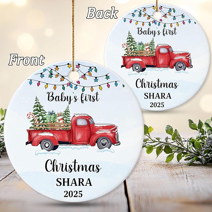Personalized Baby First Christmas Ornament 2025 - Custom Ornament for New Baby - Babies Name Keepsake - Sweet Gift for Parents - Newborn, New Mom, Dad Gifts On Christmas, Birthday