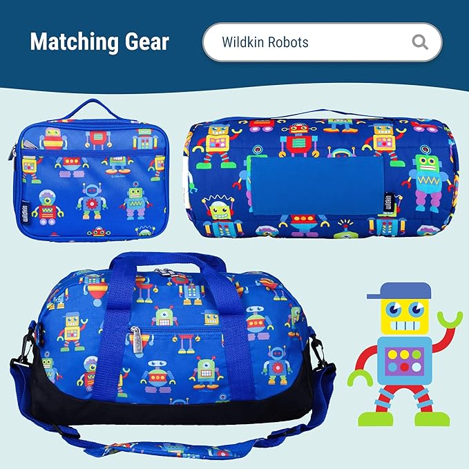 Wildkin 12-inch Kids Backpack – Padded, Adjustable, Ideal for Daycare & Travel - Robots
