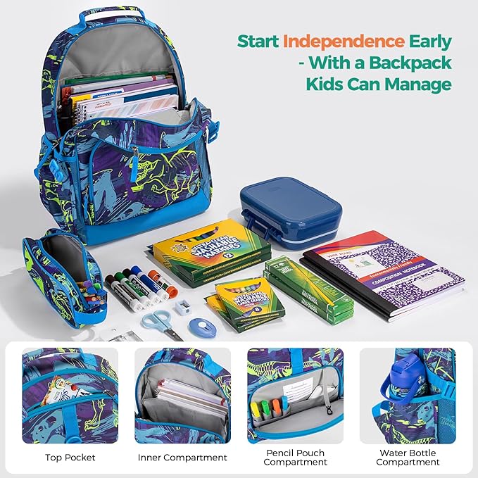 Choco Mocha Shark Backpack for Boys, Elementary School Backpack for Boys Ages 6-8 Kids Kindergarten Backpack Bookbag 17 Inch with Chest Strap