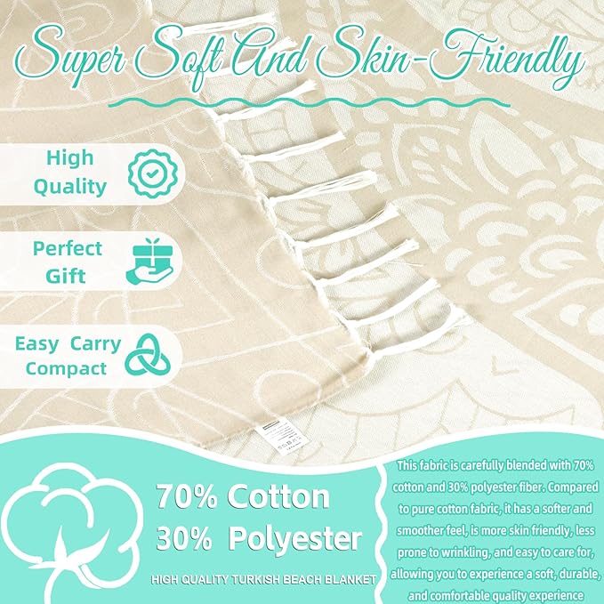 Oversized Turkish Beach Towel Blanket Cotton Giant XL Sandproof Towels Huge Linen XXL Extra Large Big Throw Quilt Blankets for Adults Beige Dolphin