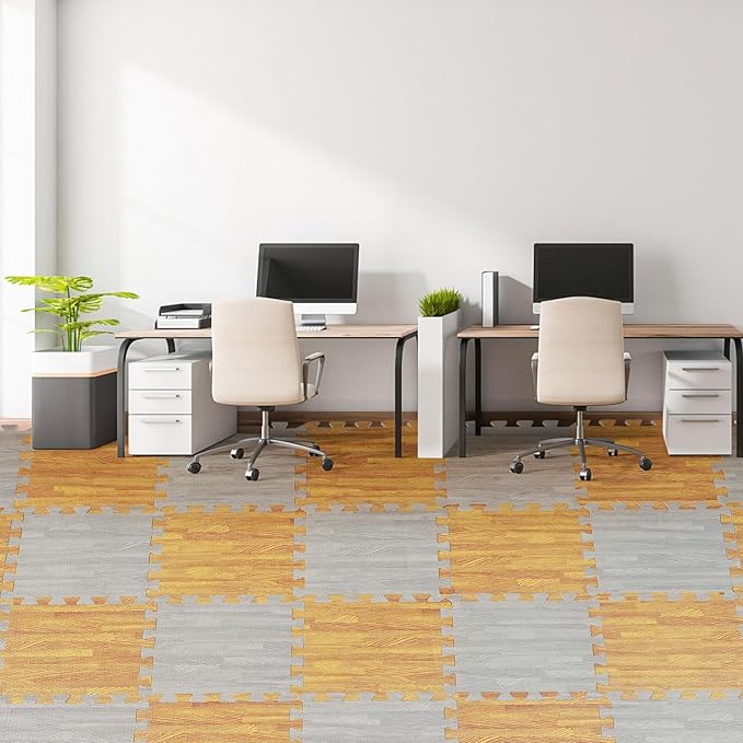 Skyweaver 12 Tiles Soft Non-Toxic Baby Play Mat for Floor EVA Foam Jigsaw Puzzle Play Mat, Interlocking Squares with 0.6inch for Babies, Toddlers & Kids Gym, Nursery, Playroom, Gray