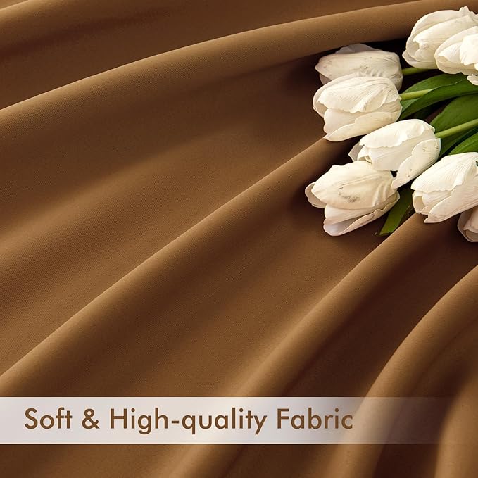 MIULEE Golden Brown Back Tab Blackout Curtains 102 Inch Long 2 Panels Set for Bedroom, Rod Pocket/Pinch Pleated Thermal Insulated Living Room Darkening Light Blocking Floor to Ceiling Drapes