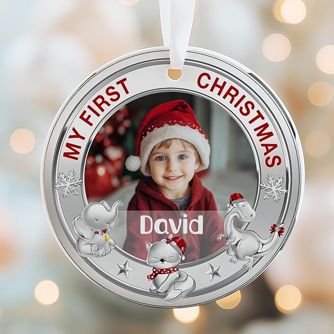 Personalized Baby First Christmas Photo Christmas Ornament 2025 - Custom Newborn Keepsake - Sweet Gift for New Parents Mom Dad - Gift for Parents - Sweet Baby Holiday Memory Decoration